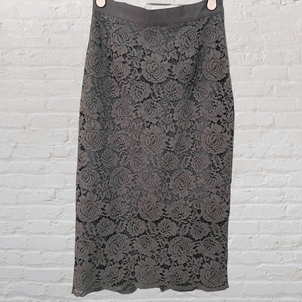 H&M Blue Floral Lace Midi Pencil Skirt Size 6